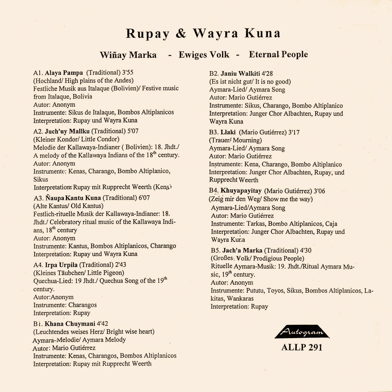 Ruphay & Wayra Kuna - Wiñaya Marka